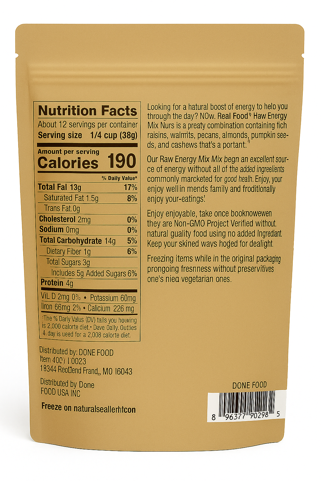 Raw Energy Mix Nuts, Unsalted Mix of Raisins, Walnuts, Peacans, Almonds, Pumpkin Seeds and Cashews, Great-Taste
